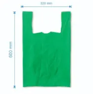 Sacoșă maieu 320×600mm, 50 microni, pliuri 90mm, reciclat, verde
