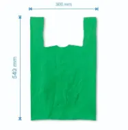 Sacoșă maieu 300×540mm, 50 microni, pliuri 80mm, virgin, verde