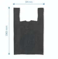 Sacoșă maieu 300×540mm, 50 microni, pliuri 80mm, virgin, negru