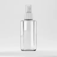 Флакон PET 75ml, прозрачен, резба 18mm, с бял пулверизатор