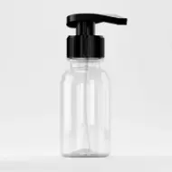 Флакон PET 100ml, прозрачен, резба 28mm PCO 1810, с черна помпа