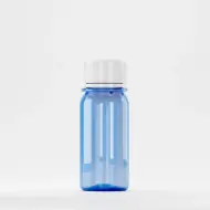 Флакон PET 50ml, син, резба 28mm PCO 1810, с бял капак