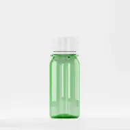 Флакон PET 50ml, зелен, резба 28mm PCO 1810, с бял капак