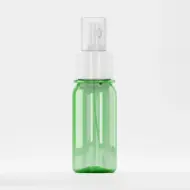 Флакон PET 50ml, зелен, резба 28mm, с бял пулверизатор