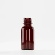 Флакон PET 100ml, кехлибарен, резба 28mm PCO 1810, без капак