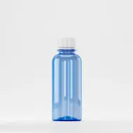 Флакон PET 200ml, син, резба 28mm PCO 1810, с бял капак