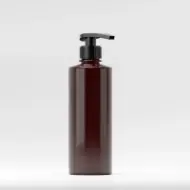 Флакон PET 400ml, кехлибарен, 35 грама, резба 28mm, с черна помпа