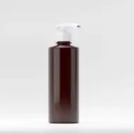Флакон PET 400ml, кехлибарен, 35 грама, резба 28mm, с бяла помпа