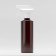Флакон PET 400ml, кехлибарен, 35 грама, резба 28mm, с бял тригер пулверизатор