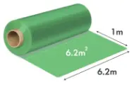Folie de construcții rLDPE reciclat, verde, 6,2m × 120 microni