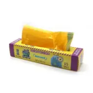 Saci menajeri MDPE cu șnur la cutie, 35L, galbeni, 15 buc./cutie – Mr. Elephant