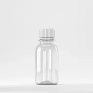 Флакон PET 100ml, прозрачен, резба 28mm PCO 1810, с бял капак