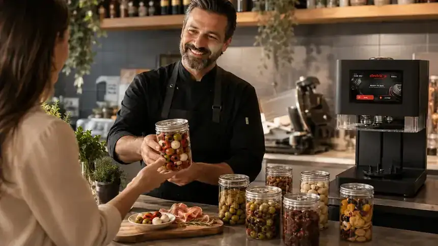 Doze PET cu capac din aluminiu — Delicatese și antipasti