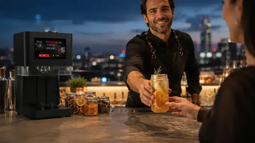 Doze PET cu capac din aluminiu — Rooftop bar și cocktailuri de autor